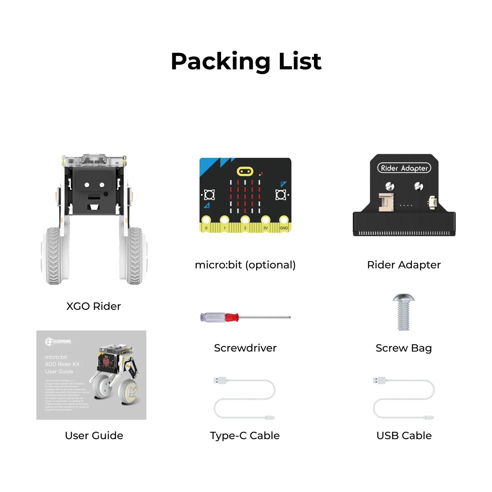XGO Rider packing list